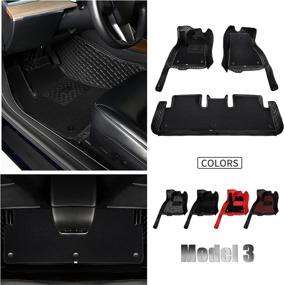 img 3 attached to YOVEMEY Tesla Model 3 Floor Mats: 3D Stitching, All-Weather Liners & Waterproof Protection - Black