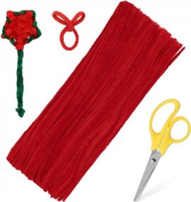 img 4 attached to 100 шт. Красный синель для чистки труб для рождественских поделок, бутиков, швейных и свадебных украшений - Zxiixz
