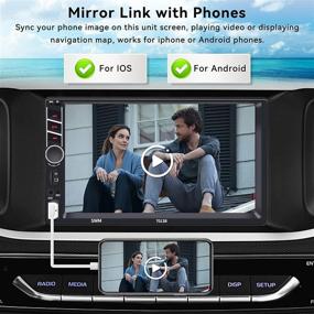 img 2 attached to 🚗 UNITOPSCI Double Din Car Stereo with Apple CarPlay Android Auto, Bluetooth, 7 Inch Touch Screen, FM Receiver, AUX/USB/TF MP5, MirrorLink SWC - Includes Backup Camera