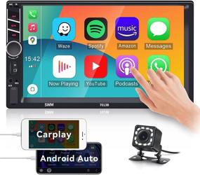 img 4 attached to 🚗 UNITOPSCI Double Din Car Stereo with Apple CarPlay Android Auto, Bluetooth, 7 Inch Touch Screen, FM Receiver, AUX/USB/TF MP5, MirrorLink SWC - Includes Backup Camera