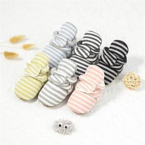 img 3 attached to Meckior Infant Baby Girls Boys Fleece Booties Cozy Shoes Grippers Newborn Toddler First Boys' Shoes : Slippers