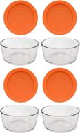 🎃 pyrex 7201 4-cup glass bowls with pumpkin orange lids - set of 4 логотип