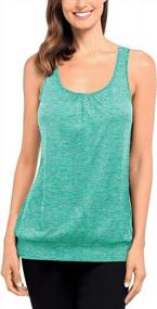 img 2 attached to Helloacc Banded Bottom Racerback Tank Tops For Women Ladies Sleeveless Scoop Neck Elastic Hem Loose Lightweight Gym Running Walking Activewear Flowy Summer Blouses Plus Size Relaxed Baggy Mint Green L