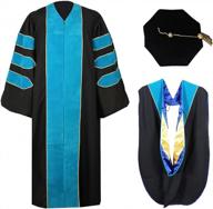 luxurious graduation attire: deluxe doctoral gown, hood, and 8-sided tam package by graduationforyou logo