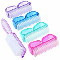 💅 multicolor handle grip nail brush set - senignol 5-piece fingernail scrub cleaning brushes kit for toes and nails. ideal pedicure brushes scrubbing solution for men and women (long purple handle brush) logo