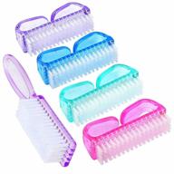 💅 multicolor handle grip nail brush set - senignol 5-piece fingernail scrub cleaning brushes kit for toes and nails. ideal pedicure brushes scrubbing solution for men and women (long purple handle brush) логотип