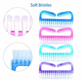 img 2 attached to 💅 Multicolor Handle Grip Nail Brush Set - Senignol 5-Piece Fingernail Scrub Cleaning Brushes Kit for Toes and Nails. Ideal Pedicure Brushes Scrubbing Solution for Men and Women (Long Purple Handle Brush)