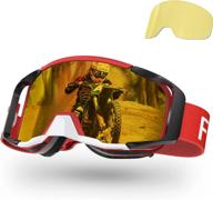 🏍️ funomo motorcycle goggles dirt bike glasses for atv motocross, red 2 lens riding glasses scooter anti-scratch anti-uv anti-fog dust proof off road eyewear for men women adult logo