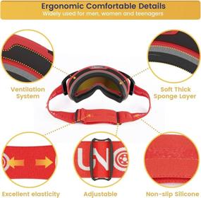 img 3 attached to 🏍️ Funomo Motorcycle Goggles Dirt Bike Glasses for ATV Motocross, Red 2 Lens Riding Glasses Scooter Anti-Scratch Anti-UV Anti-Fog Dust Proof Off Road Eyewear for Men Women Adult