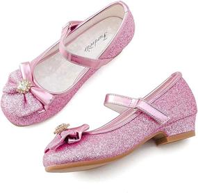 img 1 attached to Furdeour Glitter Wedding Princess Bridesmaid Girls' Shoes ~ Flats