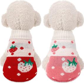 img 4 attached to Strawberry Sweater Clothes Costume Pullover Dogs better for Apparel & Accessories