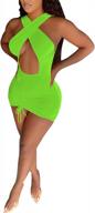 crisscross bandage halter top ruched bodycon dress for women - sexy mini skirts for party and club logo