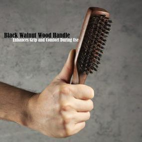 img 1 attached to Premium Mens Wild Boar Bristle Hair Brush - Stiff Bristles, Black Walnut Wooden Handle by GAINWELL: Ultimate Hair Care Accessory for Men