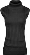 stylish and comfortable: v28 women's stretchable knit sleeveless turtleneck sweater top logo