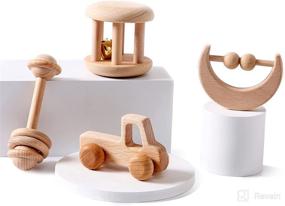 img 4 attached to Personalizable Wood Baby Rattle Set: Enhance Sensory Development with Infant-Friendly Wooden Toys