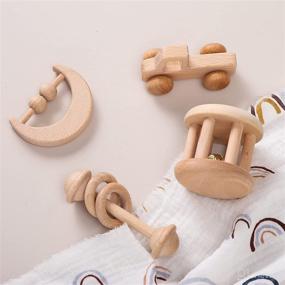 img 3 attached to Personalizable Wood Baby Rattle Set: Enhance Sensory Development with Infant-Friendly Wooden Toys