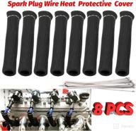 upsourcetech 1200° spark plug wire boots heat shield protective sleeve cover 8 pcs kit for bbc sbc 350 454 wires holder heat shield in black color логотип