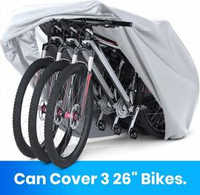 img 3 attached to Favoto Bike Cover - Waterproof Outdoor Bicycle Cover For 2-3 Bikes With Anti-Theft Lock Hole, UV/Snow/Wind Proof Reflective Straps & Storage Bag - 79X41.3X44 Inch (Silver)