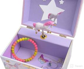 img 1 attached to 🦄 Jewelkeeper Unicorn Musical Jewelry Storage Box: Spinning Unicorn, Glitter Rainbow & Stars Design, Unicorn Tune
