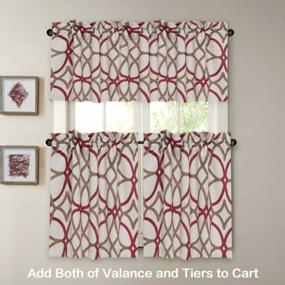 img 2 attached to Geo In Taupe And Red H.VERSAILTEX Blackout Curtain Valances - Thermal Insulated Window Valances For Living Room/Bedroom Rod Pocket Short Curtain 1 Panel, 52X18 Inch