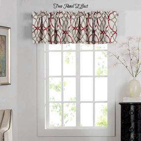 img 3 attached to Geo In Taupe And Red H.VERSAILTEX Blackout Curtain Valances - Thermal Insulated Window Valances For Living Room/Bedroom Rod Pocket Short Curtain 1 Panel, 52X18 Inch
