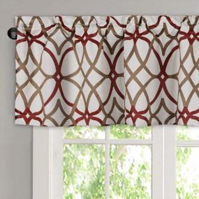 img 4 attached to Geo In Taupe And Red H.VERSAILTEX Blackout Curtain Valances - Thermal Insulated Window Valances For Living Room/Bedroom Rod Pocket Short Curtain 1 Panel, 52X18 Inch