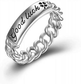 img 4 attached to Stylish Sterling Silver Rings For Teen Girls And Women - Engraved With "Good Luck" - Sturdy Cuban Knot Link Chain - Perfect For Wedding And Eternity Bands - Unisex Design For Men And Boys