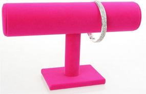 img 2 attached to Chic Pink Velvet Bracelet Jewelry Display Stand With 1 Rows T-Bar For Easy Organization And Storage
