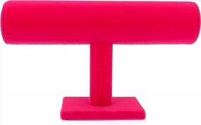 img 1 attached to Chic Pink Velvet Bracelet Jewelry Display Stand With 1 Rows T-Bar For Easy Organization And Storage