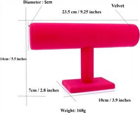 img 3 attached to Chic Pink Velvet Bracelet Jewelry Display Stand With 1 Rows T-Bar For Easy Organization And Storage