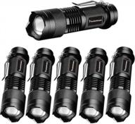 q5 led tactical flashlight, pocketman 6 pack, 7w 300lm sk-68 mini light black with 3 modes logo