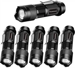 img 2 attached to Q5 LED Tactical Flashlight, Pocketman 6 Pack, 7W 300LM SK-68 Mini Light Black With 3 Modes