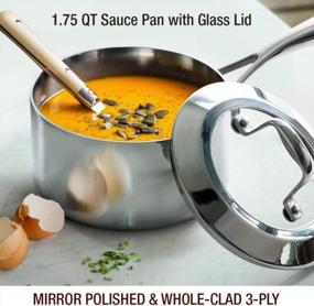 img 4 attached to HOMI CHEF 1.75 QT(Quart) Stainless Steel Sauce Pan With Glass Lid & Whole-Clad 3-Ply Technology For Non-Toxic Cooking - Mirror Polished Nickel-Free Soup Pot And Small Cooking Pot