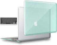 macbook air 13 inch model a1466/a1369 2in1 crystal clear hard shell case with silicone keyboard cover - ueswill compatible (green) logo