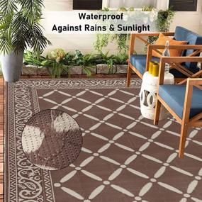 img 1 attached to 9X12 Outdoor Patio Rug Reversible Waterproof Plastic Straw Large Brown HiiARug 9X12Ft