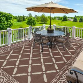 img 4 attached to 9X12 Outdoor Patio Rug Reversible Waterproof Plastic Straw Large Brown HiiARug 9X12Ft