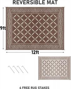 img 3 attached to 9X12 Outdoor Patio Rug Reversible Waterproof Plastic Straw Large Brown HiiARug 9X12Ft