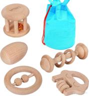 towo wooden rattles maracas baby toys: organic eco toys for 👶 sensory development and grasping, perfect gift for boys and girls - 6 months+ logo