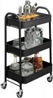 mdesign metal 3-tier rolling household storage cart to use in bathrooms, kitchen, craft rooms, laundry rooms, and kid's rooms - portable, includes 4 caster wheels - matte black logo