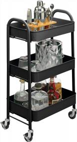 img 4 attached to MDesign Metal 3-Tier Rolling Household Storage Cart To Use In Bathrooms, Kitchen, Craft Rooms, Laundry Rooms, And Kid'S Rooms - Portable, Includes 4 Caster Wheels - Matte Black