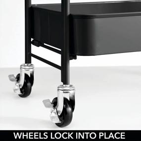 img 3 attached to MDesign Metal 3-Tier Rolling Household Storage Cart To Use In Bathrooms, Kitchen, Craft Rooms, Laundry Rooms, And Kid'S Rooms - Portable, Includes 4 Caster Wheels - Matte Black