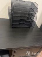 img 1 attached to 5 Tier Desk Organizer With Extra File Sorter & Pen Holders - Samstar Mesh Office Supplies Tray, Black review by Jarrett Young