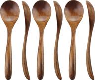 adloryea 6-piece handmade wooden spoons for versatile food options, natural wood spoon for soup, coffee, salad desserts, chips, snacks, cereal, and fruit logo