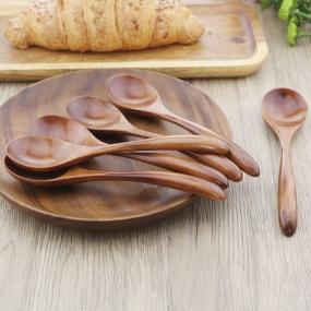 img 1 attached to ADLORYEA 6-Piece Handmade Wooden Spoons For Versatile Food Options, Natural Wood Spoon For Soup, Coffee, Salad Desserts, Chips, Snacks, Cereal, And Fruit
