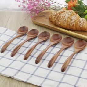 img 2 attached to ADLORYEA 6-Piece Handmade Wooden Spoons For Versatile Food Options, Natural Wood Spoon For Soup, Coffee, Salad Desserts, Chips, Snacks, Cereal, And Fruit