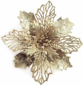 img 2 attached to 12-Piece 6.3'' Glitter Poinsettia Artificial Flowers For Christmas Tree Decorations