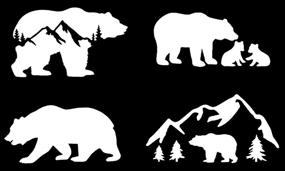 img 4 attached to 🐻 Bear Decal Set of 4: Bear Mountain Silhouette, Momma Bear and Cubs, Walking, Mountain Bear (White, Small ~3.5&#34;) - Enhanced SEO
