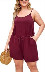 img 4 attached to Plus-Size Summer Style: Adjustable Spaghetti Strap Jumpsuit With Pockets