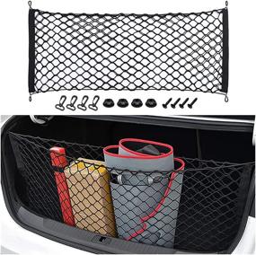 img 4 attached to 🚗 Versatile Adjustable Car Rear Mesh Cargo Organizer & Storage Net with Hooks - Perfect for Car, SUV, and Truck!