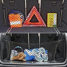 img 3 attached to 🚗 Versatile Adjustable Car Rear Mesh Cargo Organizer & Storage Net with Hooks - Perfect for Car, SUV, and Truck!